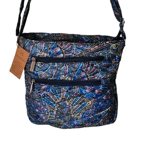 Gold Coast Handbags - Gold Coast Purse Cloth w/ Zippers Quilted Multi Color 12X10 Hobo Style